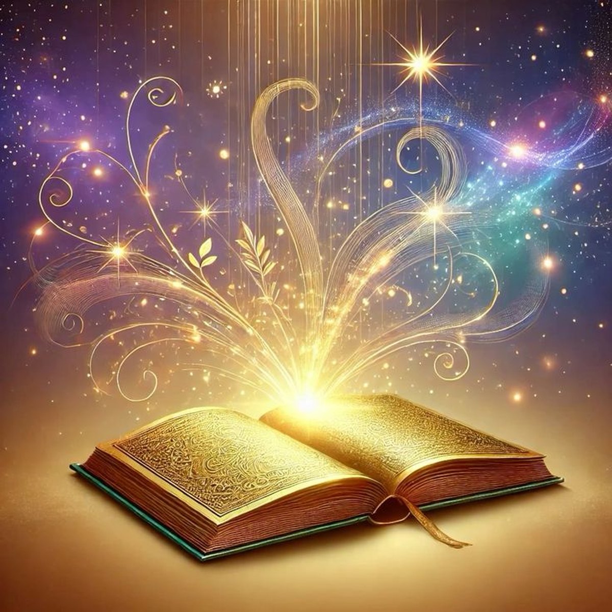 Un libro abierto del que surge una luz dorada
